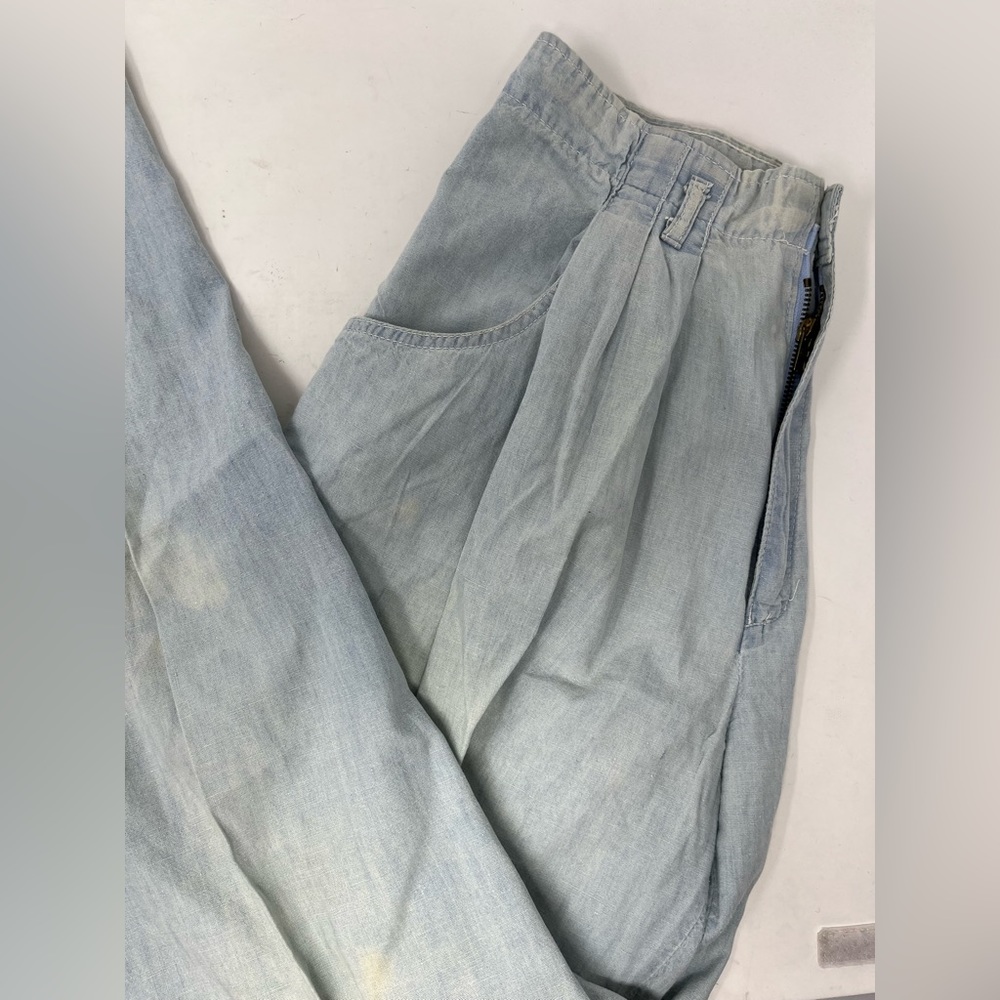 Vintage Donovan Paris Pants Faded Size 42 100% Cotton Blue/White GHR3